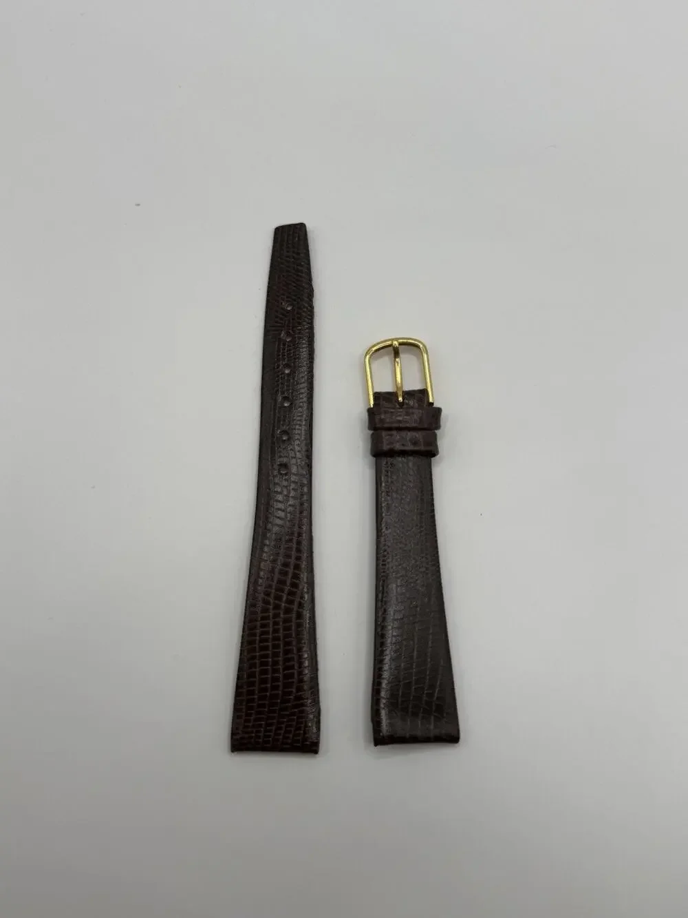16mm KREISLER Lizard Calfskin Brown NOS Vintage Watch Band & Gold Buckle
